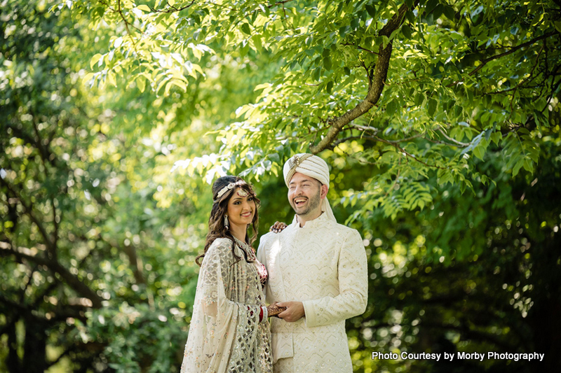 Happy wedding couple looks nice