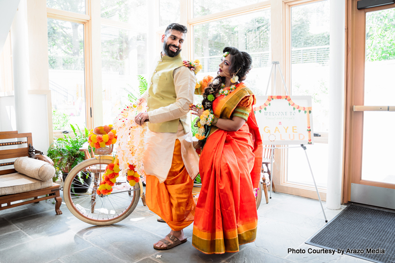 Indian wedding couple enjoying their photoshoot