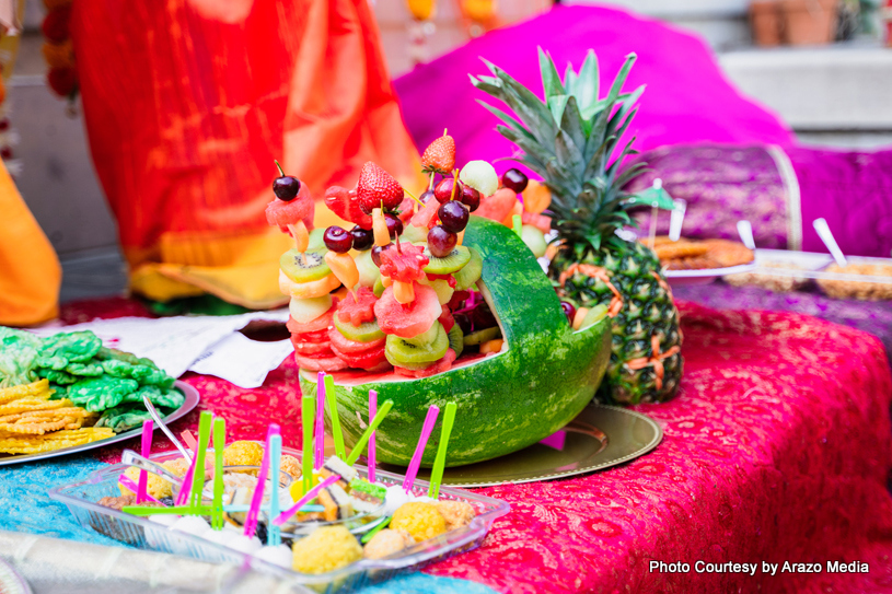 Creative fruit decoration in indian wedding