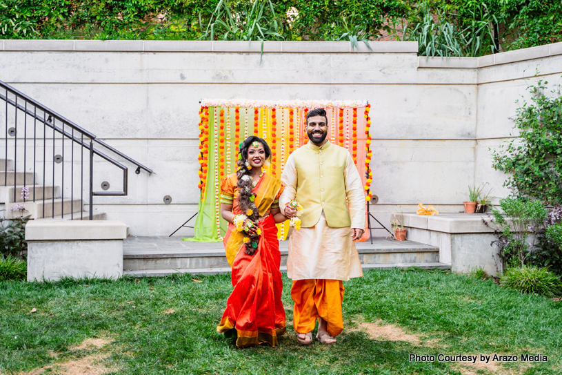 Indian bride and groom excited to start new life