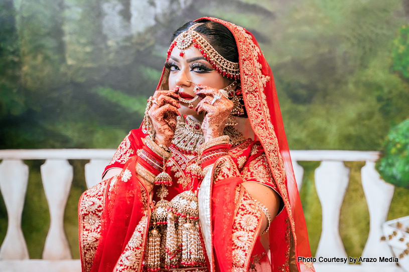 Beautiful indian bride posing for photoshoot