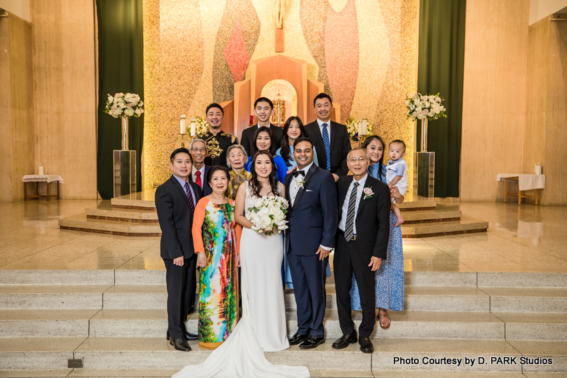 Indian Wedding Couple with their family members