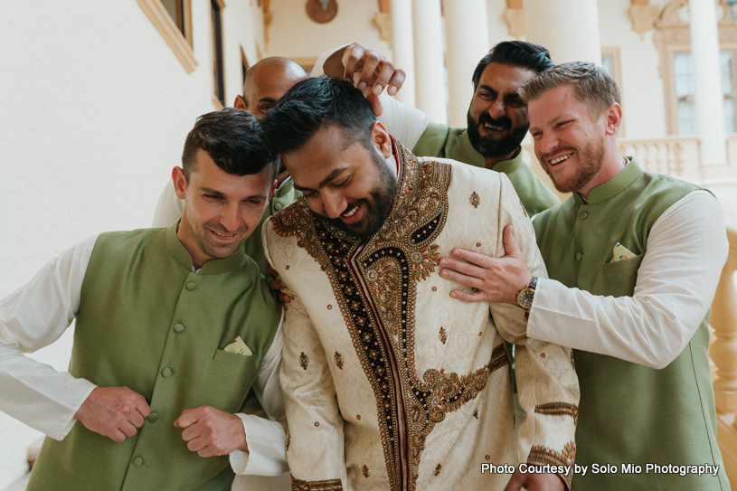 Indian Groom enjoying with his friends