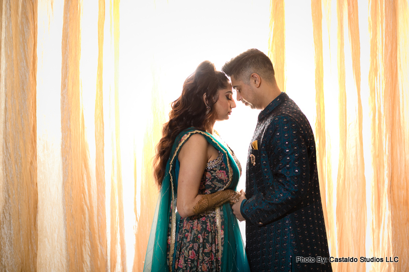 Loving moment for Indian bride and groom