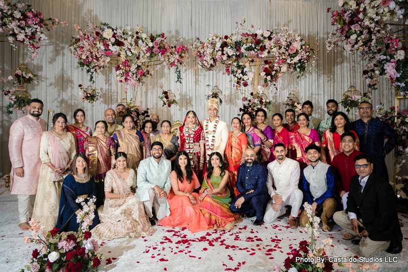 Indian bride and groom with their guest capture