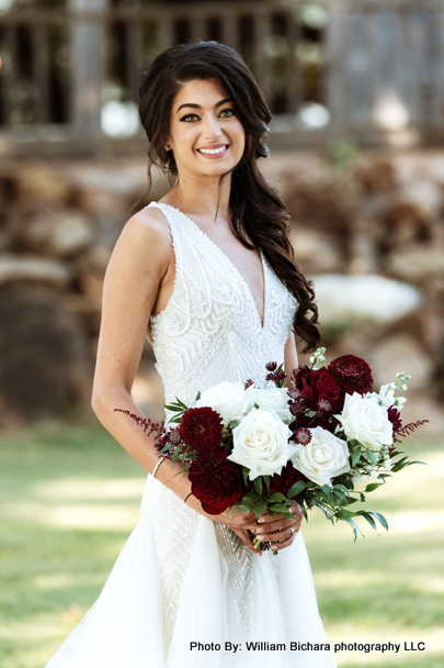 Beautiful bride in a white wedding gown