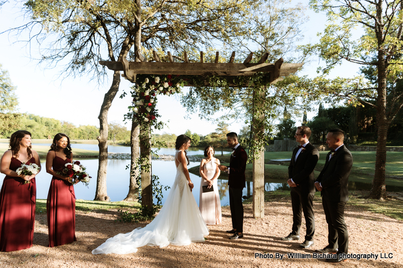 Bride and groom exchanging heartfelt vows