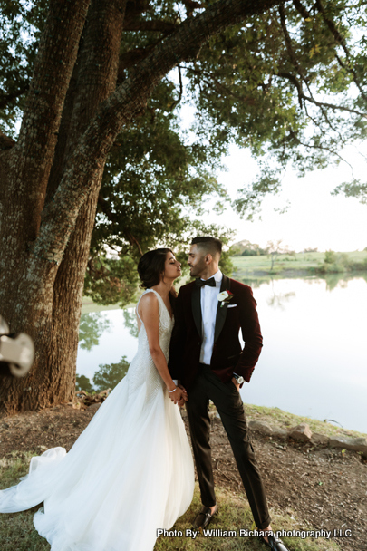 Romantic moment for Indian bride and groom