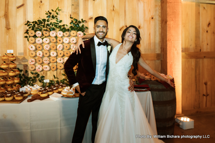 Bride and groom sharing a romantic dance