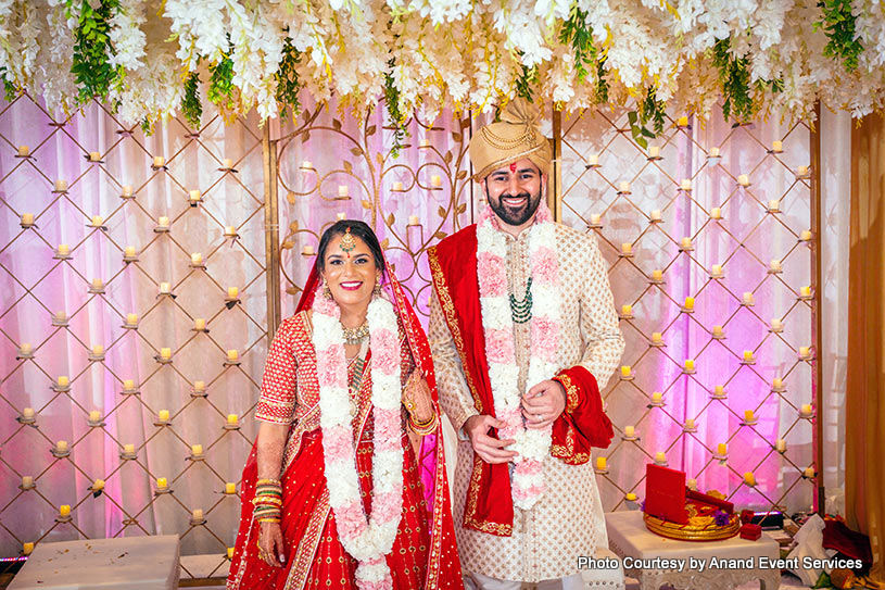 Garland ritual performed by wedding couple