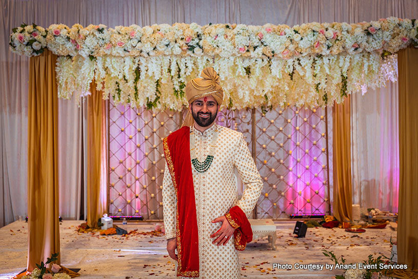 Indian Groom Under Wedding Mandap