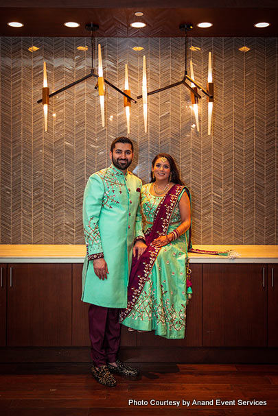 Indian Bride and Groom possing for photoshoot 
