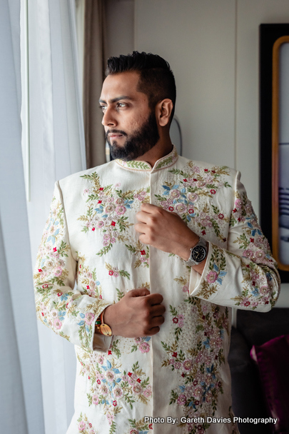 Indian groom ready in wedding shervani