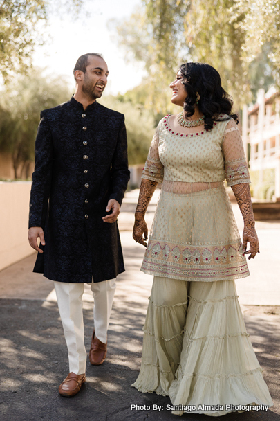 Indian couple walking together to capture a cherished photo