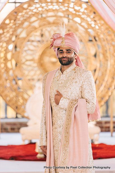 Indian wedding groom's attire look like Maharaja 