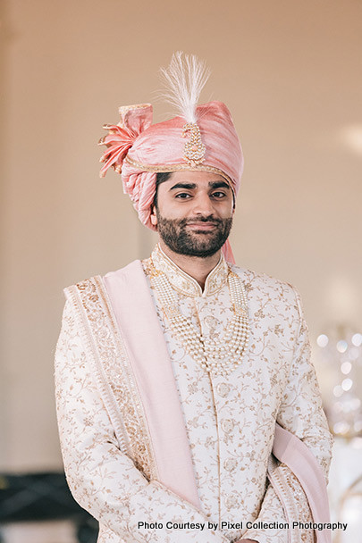 Pink and White shervani looks Royal