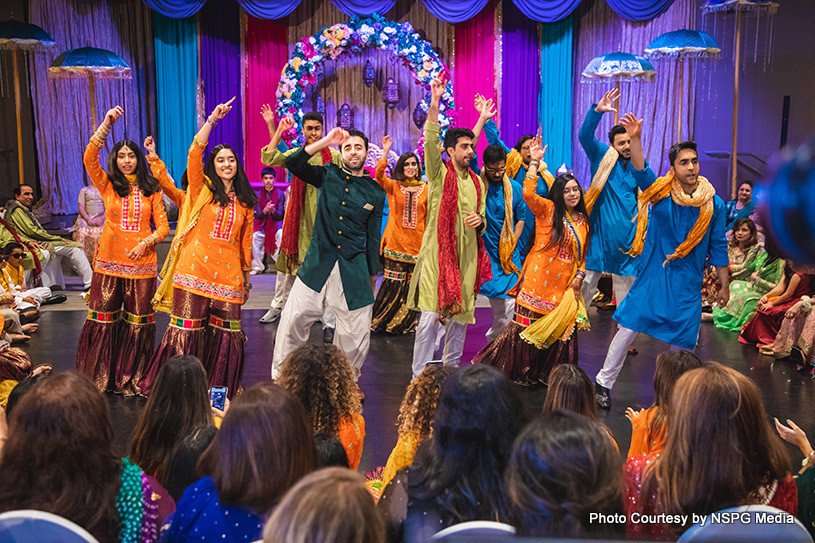 Indian groom giving dance performance