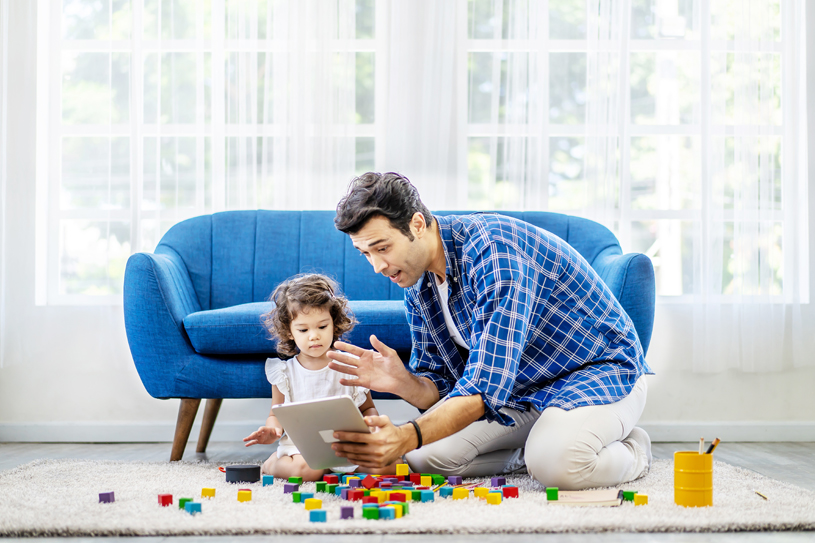 Father making virtual video call with mother 