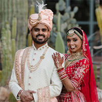 Indian wedding couple isha and jay