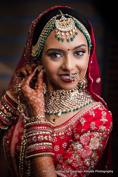 Beautiful indian bride getting ready for her big day