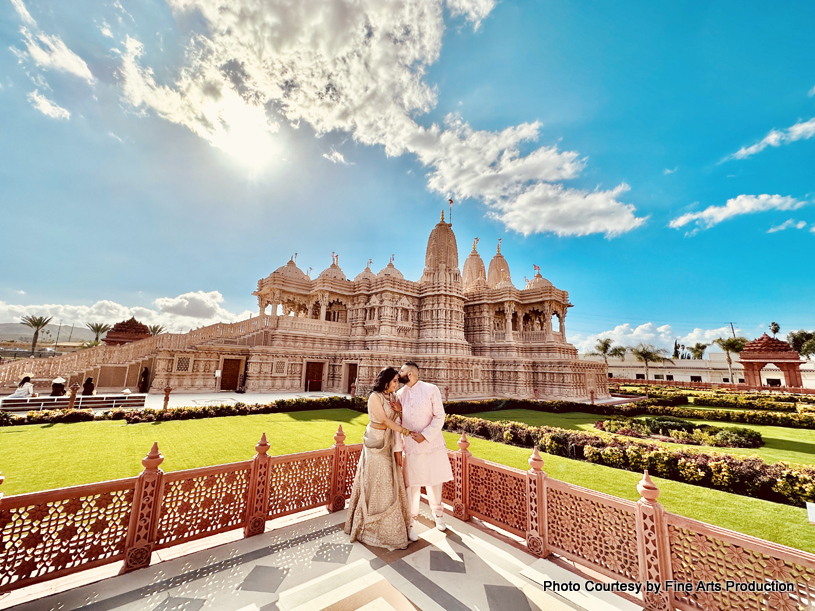 Indian wedding couple at outdoor photoshoot