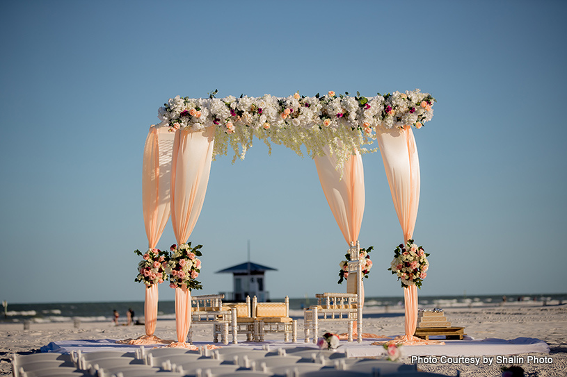 Beautifully decorated wedding outdoor stage