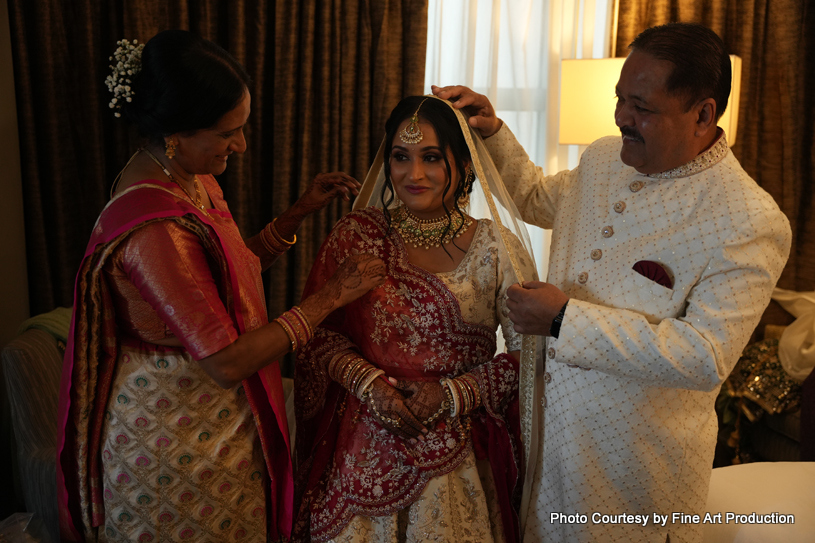 Indian bride with parents