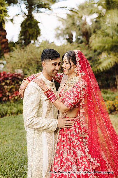 Indian couple posing outdoors