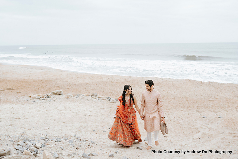 Indian wedding couple photoshoot at beach location