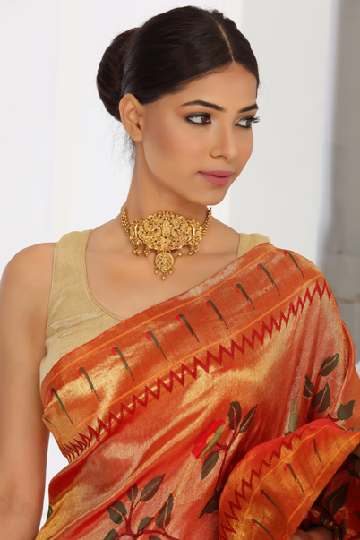 Devam’s handloom silks are then transformed into lehngas, saris, and scarves