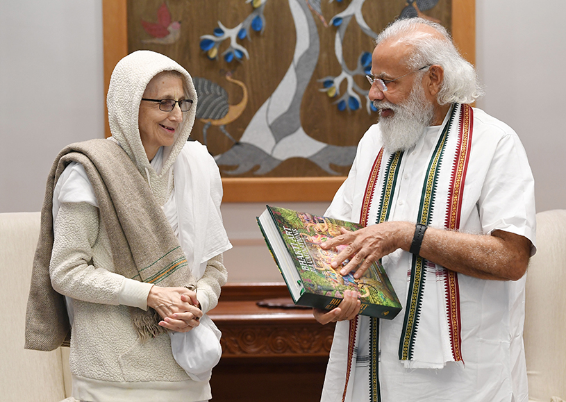 Tracing the source of the sound, she met with Srila Bhaktivedanta Swami Prabhupada.