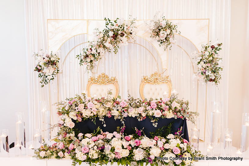 Beautifully decorated wedding stage