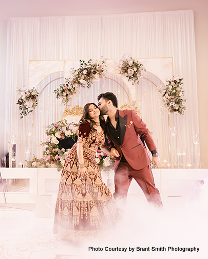 Romantic moment for indian wedding couple