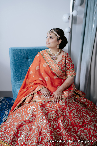 Beautiful indian bride posing for photoshoot