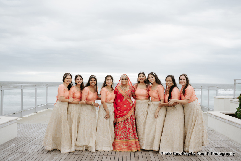 Bride with bridesmaids