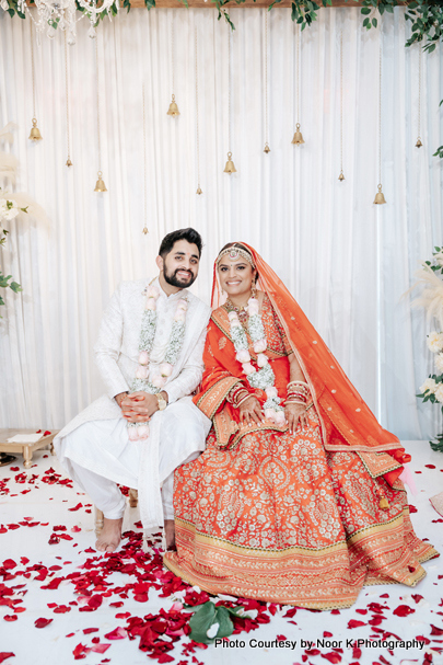 Indian wedding couple posing for photoshoot