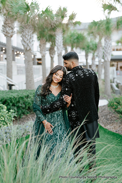 romantic moment for indian wedding couple