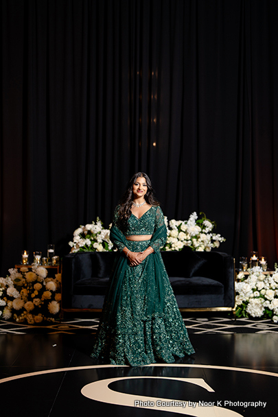 green lehga with black background look so royal