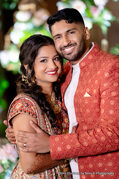 Indian bride and groom ready for sangeet night