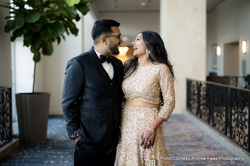 Romantic photoshoot for indian wedding couple