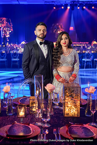 Indian wedding couple at reception