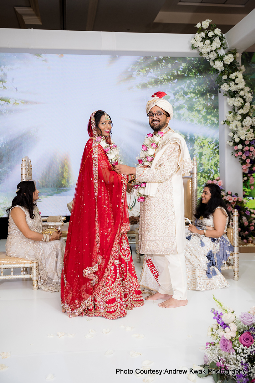 Indian wedding couple at wedding rituals