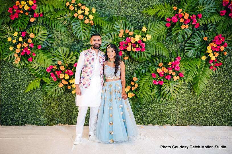 Romantic moment for indian bride and groom