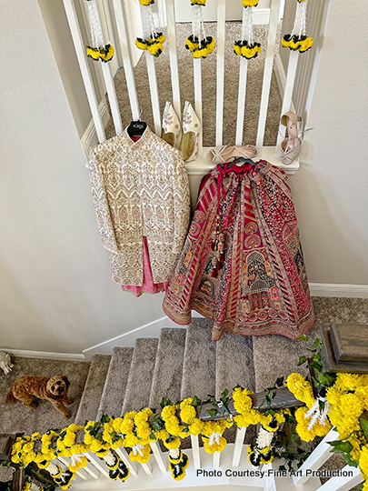 Indian bride and groom wedding costume