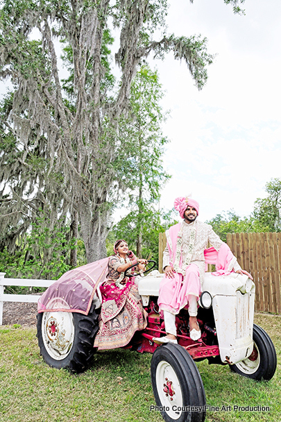 Indian wedding couple photoshoot at outdoor location