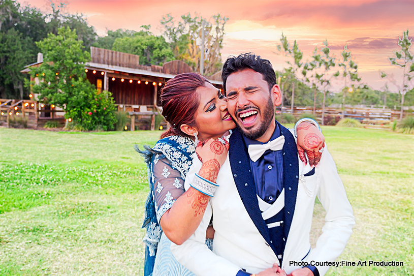 Indian wedding couple romantic moment