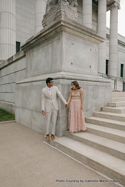 Romantic moment for Indian bride and groom