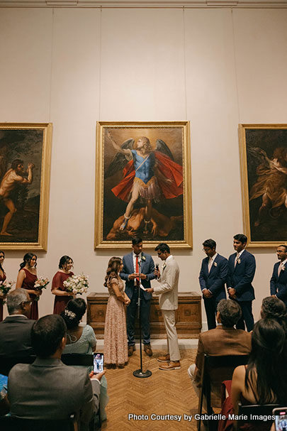 Indian wedding couple performing their wedding ritual