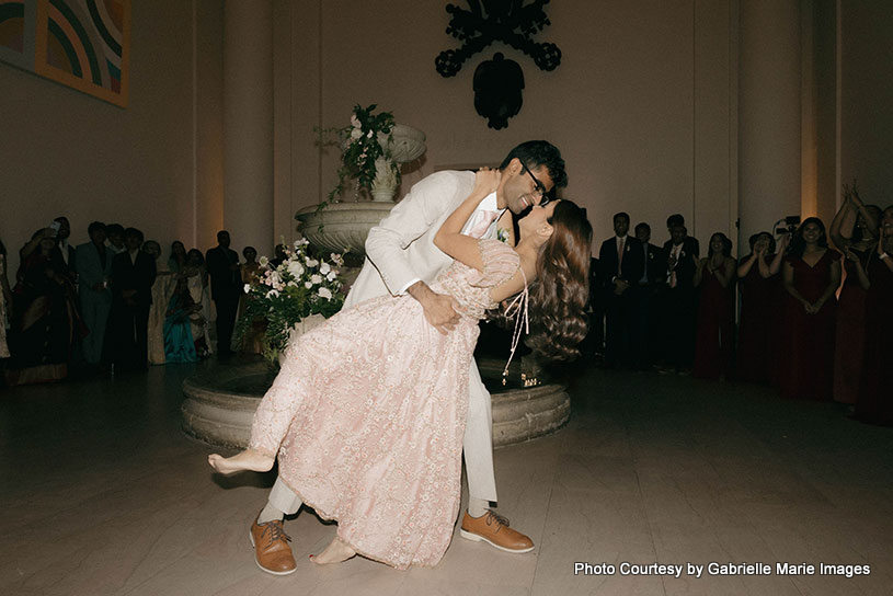 Indian wedding couple performing their dance