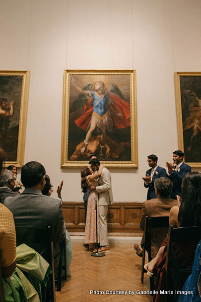 Newly weds couple kissing to each other with love